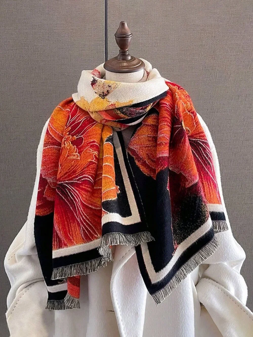 Multicolor Casual Women's Plants Jacquard Shawl Scarf Rectangular scarf